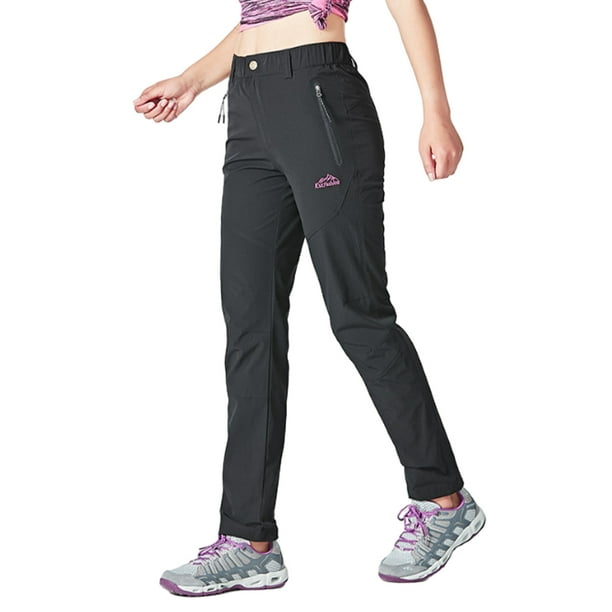 Minnieouse Pantalones de senderismo para mujer, pantalones finos de senderismo de secado rápido, elásticos, a prueba de arañazos, Prendas para la parte inferior del cuerpo Negro METRO