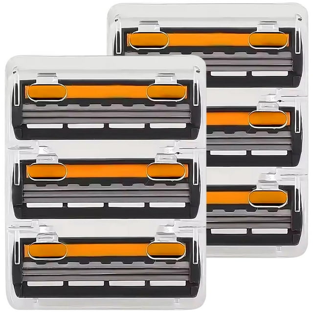 Repuestos para Maquina de Afeitar GlideBlade3D 2Paqs 2x3Cartuchos 3Hojas Flexible Lubricante Negro/Naranja Acero Inoxida