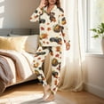 thumbnail image 3 of DISNIMO Dachshund Pumpkin Print Women's 2 Piece Lounge Sets Casual Fashion Sleepwear Button Down Nightwear Long Sleeve Loungewear with Long Pajama Pants, 3 of 6