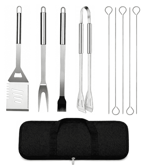 GASIKGOYINE Stainless Steel Grill Tool Sets, Silver - 9 Pcs