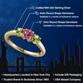 thumbnail image 2 of Gem Stone King 18K Yellow Gold Plated Silver Pink Tourmaline and Green Peridot Engagement Ring for Women | 1.12 Cttw | Round 5MM | Gemstone October Birthstone | Size 8, 2 of 6