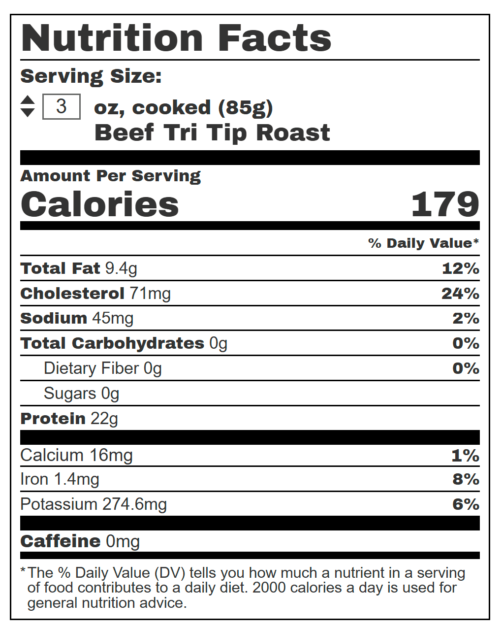 Today Gourmet Upper 2/3 Choice Tri Tip Roast - (4) 2-2.5lb Roasts