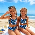 thumbnail image 5 of CCRFTGI Swimsuit for Kids Girls Size 7 Two Piece Sets Swim Vacation Bathing Suits Beach Holiday Hawaiian Tropic Bikini Set Cute Summer Girls Fashion Swim Suit Kids Bikini Blue 1-2 Years, 5 of 9