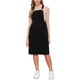 thumbnail image 2 of Vestido midi casual sin mangas de tirantes ajustables de pana para mujer INSPIRE CHIC con bolsillos en color negro, talla XS, 2 of 6
