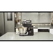 Stand Mixer Automatic Electric Kitchen Mixer - 4.8 QT Smart Standing & Hand Mixer with Auto-Rotating Bowl & Beater, 5-Speed Tilt-Head Household Mixer with Beaters& Dough Hooks for Baking,Black/White