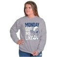 thumbnail image 3 of Sleepy Smurf Monday Got Me Like Funny Sweatshirt for Men or Women Brisco Brands S, 3 of 6