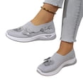 thumbnail image 2 of Orthopedic Shoes for Women Mesh Breathable Slip on Flats Butterfly Embroidered Sneakers Round Toe Arch Support Flats Summer Casual Comfortable Walking Shoes Gray 38, 2 of 5