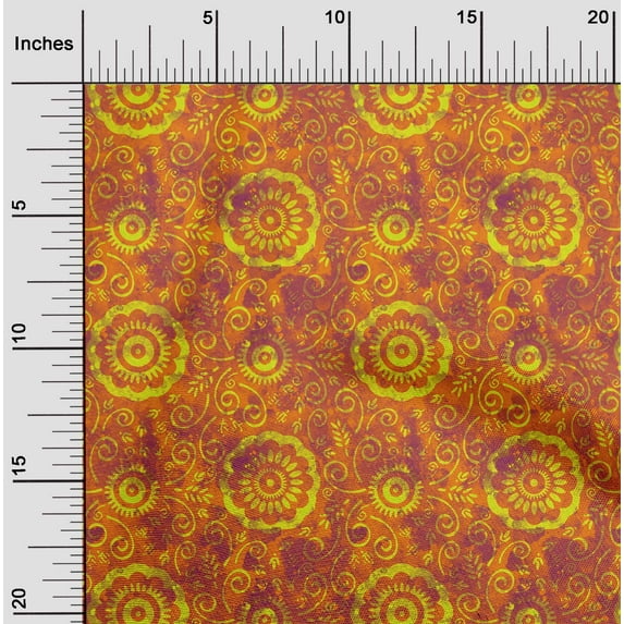 oneOone Rayon Orange Fabric Batik Sewing Craft Projects Fabric Prints By Yard 56 Inch Wide - T6