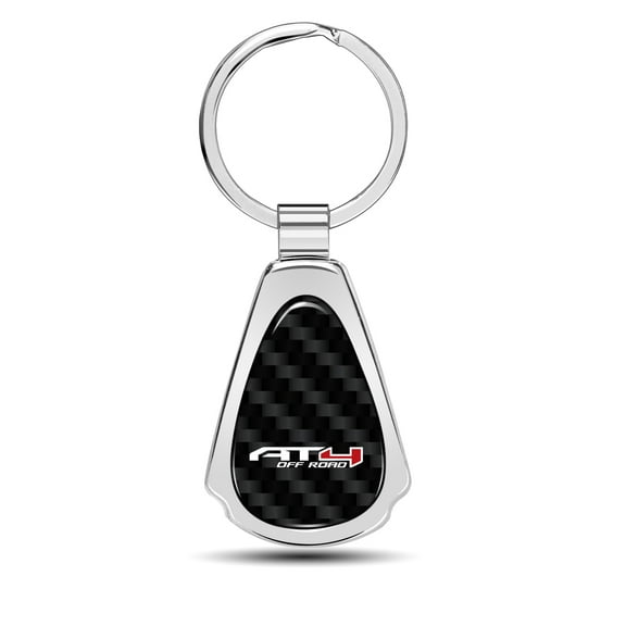 iPick Image for GMC AT4 Real Black Carbon Fiber Chrome Metal Teardrop Key Chain, Official Licensed
