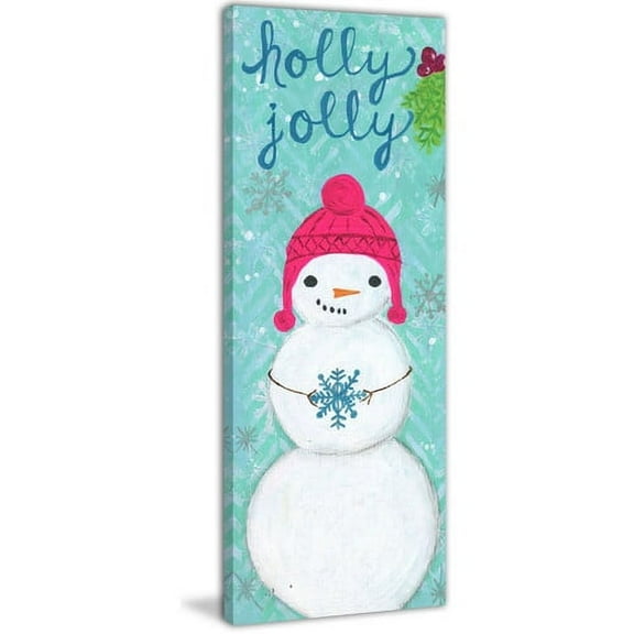 Marmont Hill "Holly Jolly Snowman" by Jill Lambert Painting Print on Wrapped Canvas