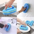 thumbnail image 5 of Cepillo de limpieza, esponja de limpieza de baño, esponja de limpieza de cocina, bañera, inodoro, pared, piso, azulejo, cepillo de limpieza con mango (azul) (2 piezas), 5 of 5