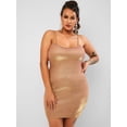 thumbnail image 2 of ZAFUL for Women Prom Dress or Cocktail Dress Evening Part DressSparkle Metallic Cami Plus Size Slinky Dress Light Coffee 4XL, 2 of 6
