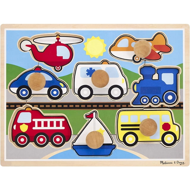 Puzle de madera Melissa & Doug Vehicles Jumbo Knob (8 piezas