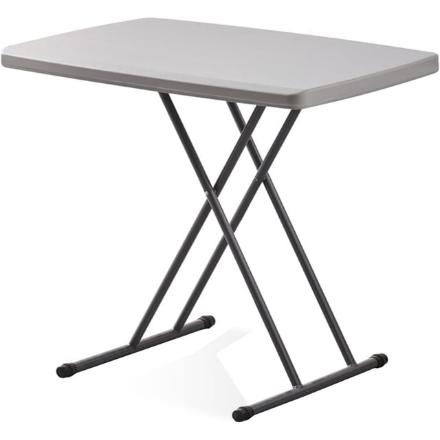 Folding Plastic Table, Laptop TV Tray Table Durable Adjustable Height Portable Snack Table for Home Use, Picnic, Party(Grey)