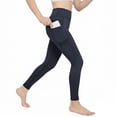 thumbnail image 6 of Dwellite Girls Athletic Leggings Ankle Length High Waisted Yoga Pants with Pockets for Kids Teen 5-13Y Navy 120, 6 of 7