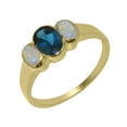 thumbnail image 1 of LBG British Made 10k Yellow Gold Ring with Natural London Blue Topaz & Opal Womens Anniversary Ring - 33 size options - Size 4, 1 of 6