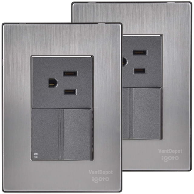 Apagador Escalera y Contacto Inoxium1E1COxford 2Pzas Contacto/Apagador Escalera 125-250VCA 10/15A 50/60Hz Plateado/Oxfor