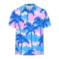 thumbnail image 4 of Boys Blue Palm Tree Print Polo Shirt Short Sleeve Tropical Beach Shirt for Kids Casual Vacation Wear,Size 5-6 T, 4 of 7