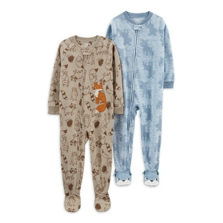 Carter's Child of Mine Baby & Toddler Boys 1-Piece Microfleece Footed Pajamas, 2-Pack (12M-5T)