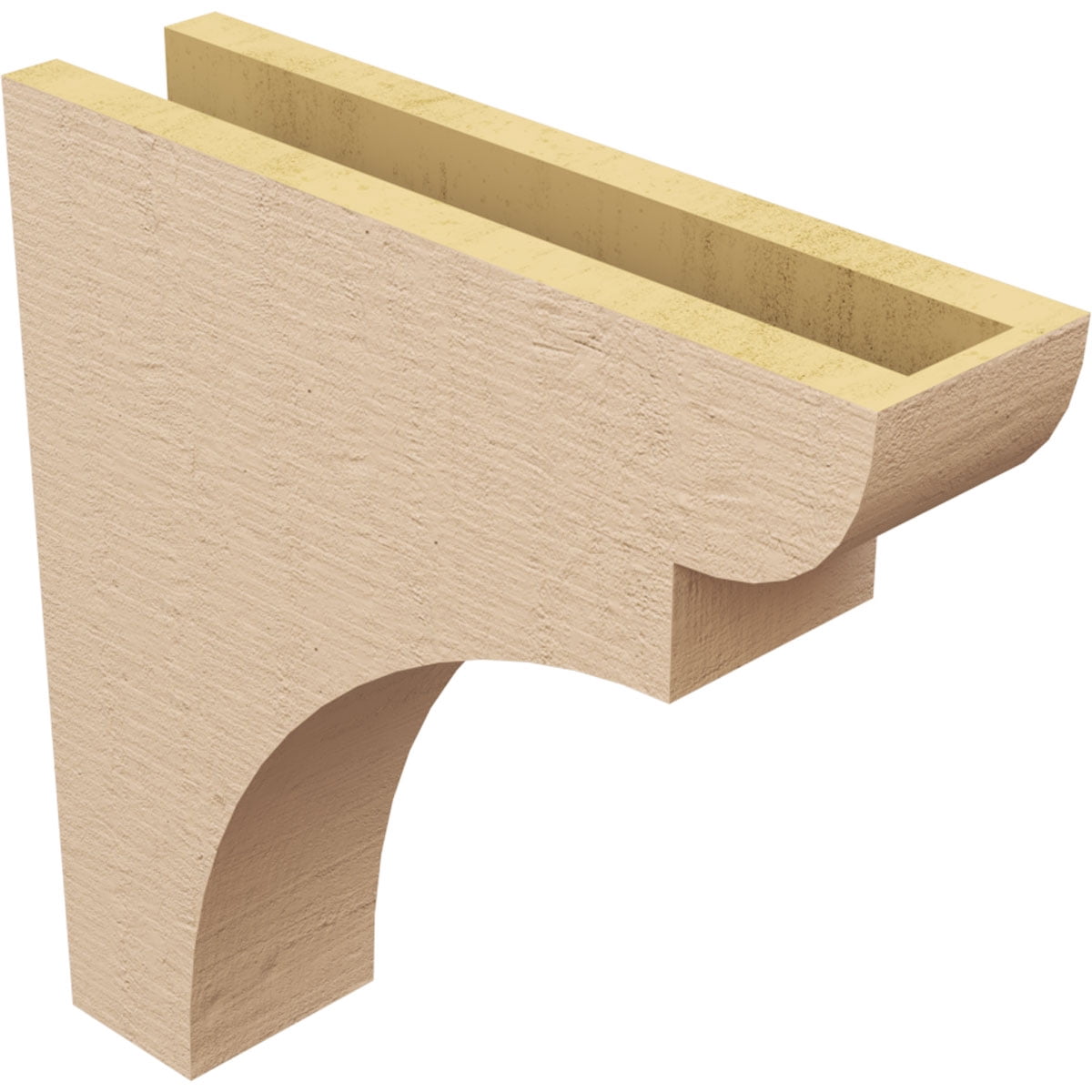 4"W x 16"D x 16"H Thin Yorktown Rough Cedar Woodgrain TimberThane Corbel, Primed Tan