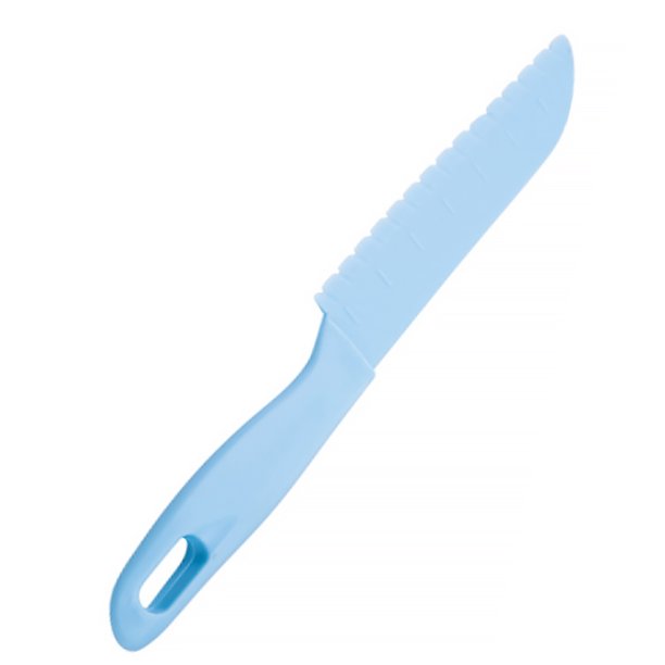 Juegos de cocina para niños, utensilios de cocina seguros para niños de plástico real para frutas, lechuga, bordes dentados, platos, accesorios culinarios de corte, azul claro Inevent HA059690-07B