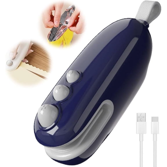 Mini Bag Sealer, 2026 New 2 in 1 Chip Bag Sealer with Cutter, Rechargeable Snack Bag Sealer Heat Seal, Portable Handheld Resealer Machine for Plastic Bags Snack Bags Food Storage