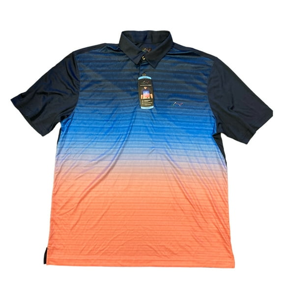 Greg Norman Men's Short Sleeve Moisture Wicking Performance Polo (Robin Blue/Georgia Peach, XL)