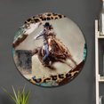 thumbnail image 2 of Pintura Hierro Redonda para Niña Galopando A Caballo Placa Metal Vintage 30x30cm, 2 of 8