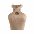 thumbnail image 2 of Txlixc Chaleco de estilo simple ajustado para mujer, tops cortos sin mangas con cuello halter Txlixc Sexy, 2 of 6