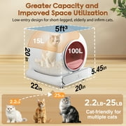 Self Cleaning Cat Litter Box, 115L Automatic Litter Box w/ Liner, 10 Sensor Protection for Multi Cat, Dual APP+ Panel Control,Odor Removal,Litter Box