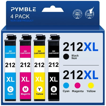 212XL Ink Cartridges for Epson 212 Ink for Epson 212XL Ink Cartridges for Epson Expression Home XP 4105 XP 4100 Workforce WF 2830 WF 2850(4-Pack, Black Cyan Magenta Yellow)