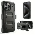 thumbnail image 4 of Étui de Téléphone Mobile Multifonctionnel Antichoc de Luxe pour iPhone 15 14 13 12 11 Pro Max Plus avec Protection Robuste, Support de Ceinture, Sangle avec Clip de Ceinture en Faux Cuir, 4 of 5