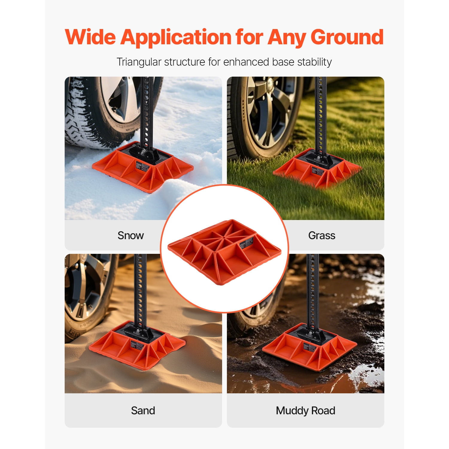 KFFKFF High Lift Jack Base and Handle Keeper, 11.6" x 11.6" Off-Road Jack Stand Base with 7000 lb Capacity, Featuring a 7.3" x 4.7" Base