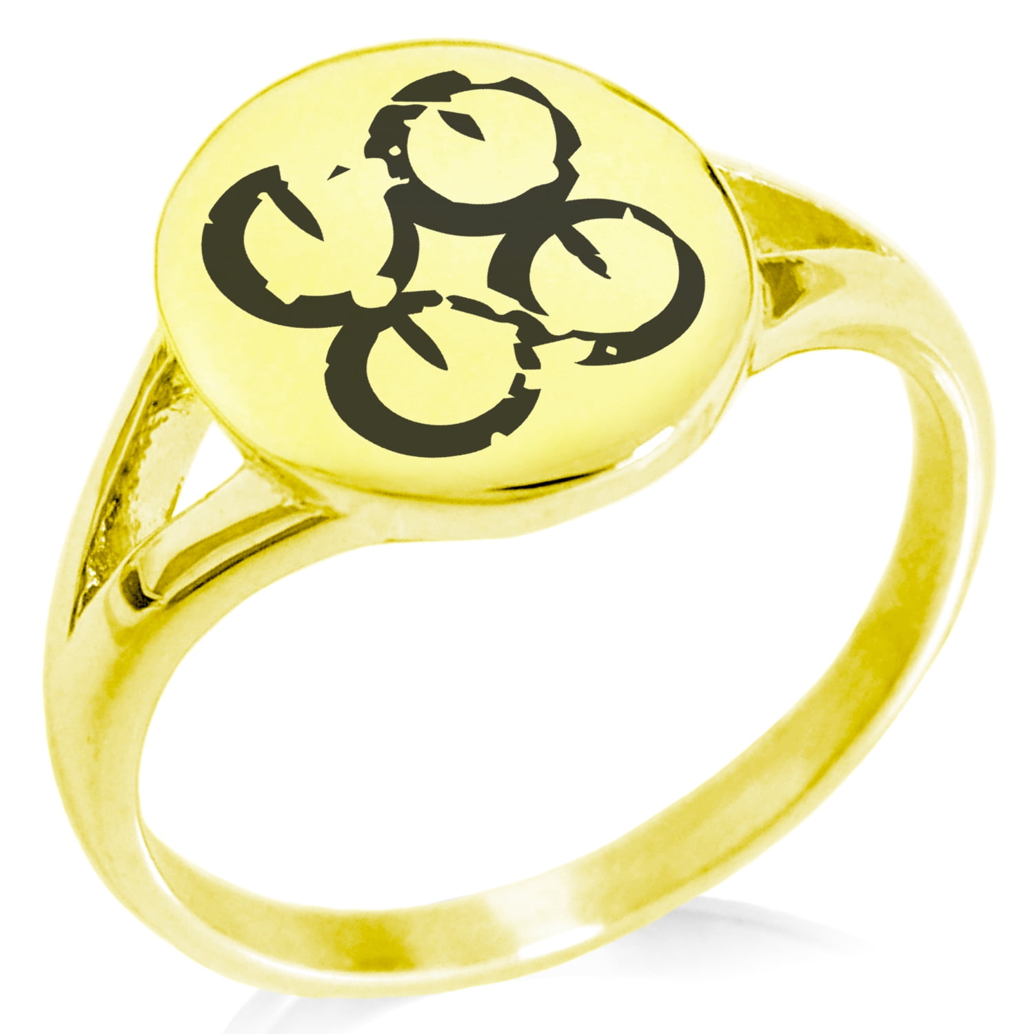 Stainless Steel Ancient Tribal Commitment Rune Minimalist Oval Top ...