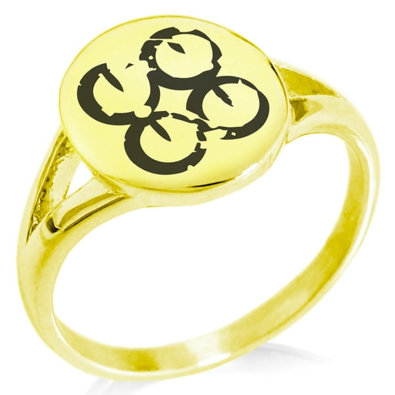 Stainless Steel Ancient Tribal Commitment Rune Minimalist Oval Top Polished Statement Signet Ring