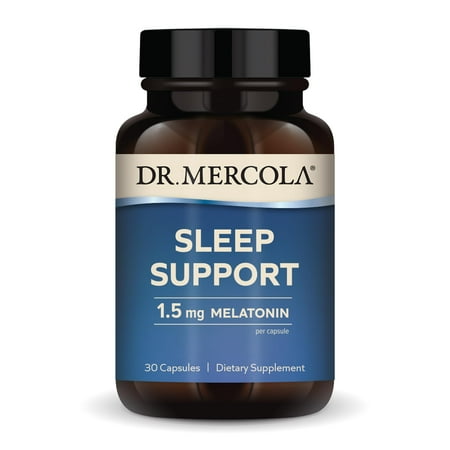 Dr. Mercola Sleep Support with Melatonin 1.5mg Melatonin Per Serving 30 Servings (30 Capsules) Dietary Supplement Supports Healthy Sleep and Mental Focus Non-GMO