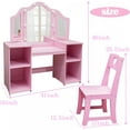 thumbnail image 2 of Girls Vanity Table with Touch Light Mirror, Princess Makeup Desk & Chair Set with Storage Shelves & Pretend Play Set, 2 of 7