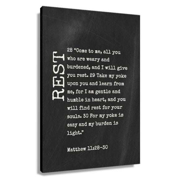 Matthew 11 28-30 Wall Art Bible Verse Poster Pictures for Kitchen Vertical Artwork Painting Canvas For Room Unframed 12x18 in