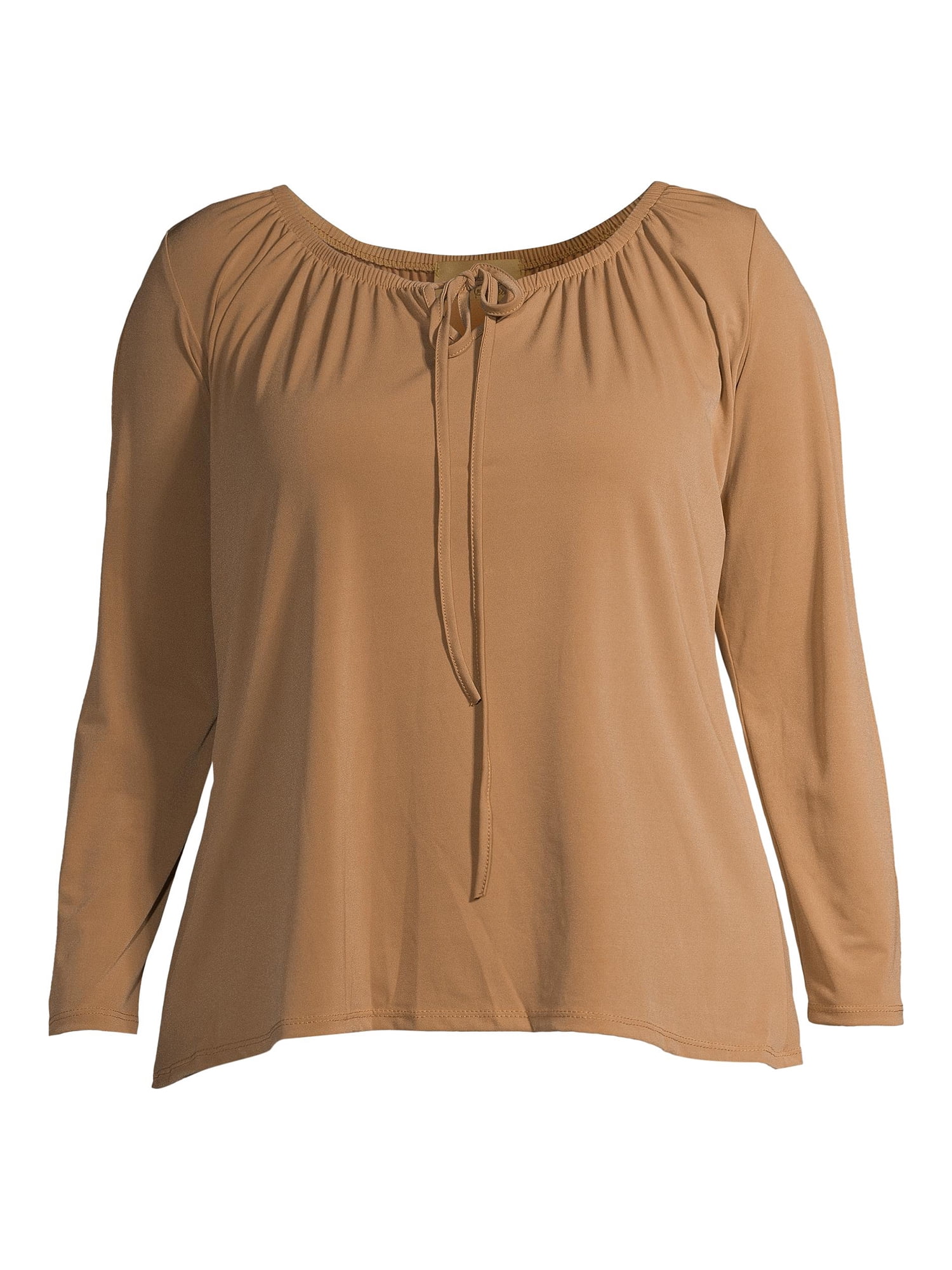 Ella Samani Women's Plus Size Tie Front Long Sleeve Top