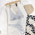 thumbnail image 1 of Bikini unicolor, bañador Sexy con cuello Halter, traje de baño para mujer, conjunto de Bikini con lentejuelas ostentosas, ropa de playa, Monokini con purpurina, 1 of 5