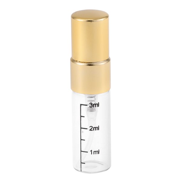 Botella de perfume cilíndrica elegante y única para baño 1 Pc tono dorado oz 0.1