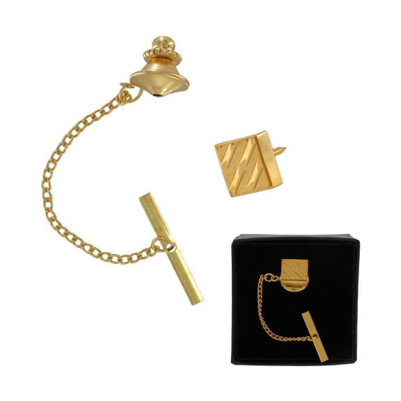 Mens Gold Tone Retro Eames Style Square Tie Tac Tack Pin Gift Boxed