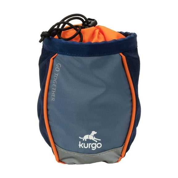 Kurgo Go Stuff It Dog Treat Bag, Training Treat Pouch, Reflective, Includes Carabiner (Navy Blue)