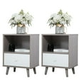 thumbnail image 2 of Resenkos Set of 2 Low foot bedside table with drawer storage compartment - gray, Night Stand, 2 of 13