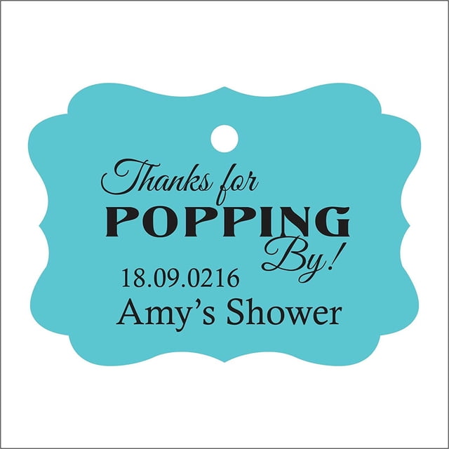 100 PCS Personalized Baby Shower Favors Tags Custom Quote Thank You For Popping By Baby Shower Gift Hang Tags