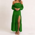 thumbnail image 5 of asdoklhq Wedding Guest Dresses for Women Tea Party Dresses Off The Shoulder Fashion Women Summer Long Sleeveless Off-the-Should Dresses Green 2X, 5 of 6