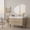 White,Wood, variant on 35" Waterproof Modern Freestanding Vanity Cabinet, Modern Bathroom Cabinet with soft-close drawers, Freestanding Vanity with sintered stone top for bathroom renovation, White,Wood