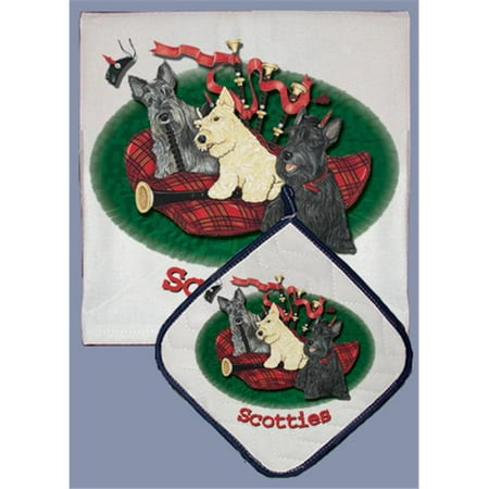 Pipsqueak Productions DP936 Dish Towel and Pot Holder Set - Scottish Terrier