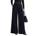thumbnail image 3 of Womens Spring Wide Leg Trousers Loose Pleated Long Flowy Palazzo Work Pants with Pockets XL, 3 of 10