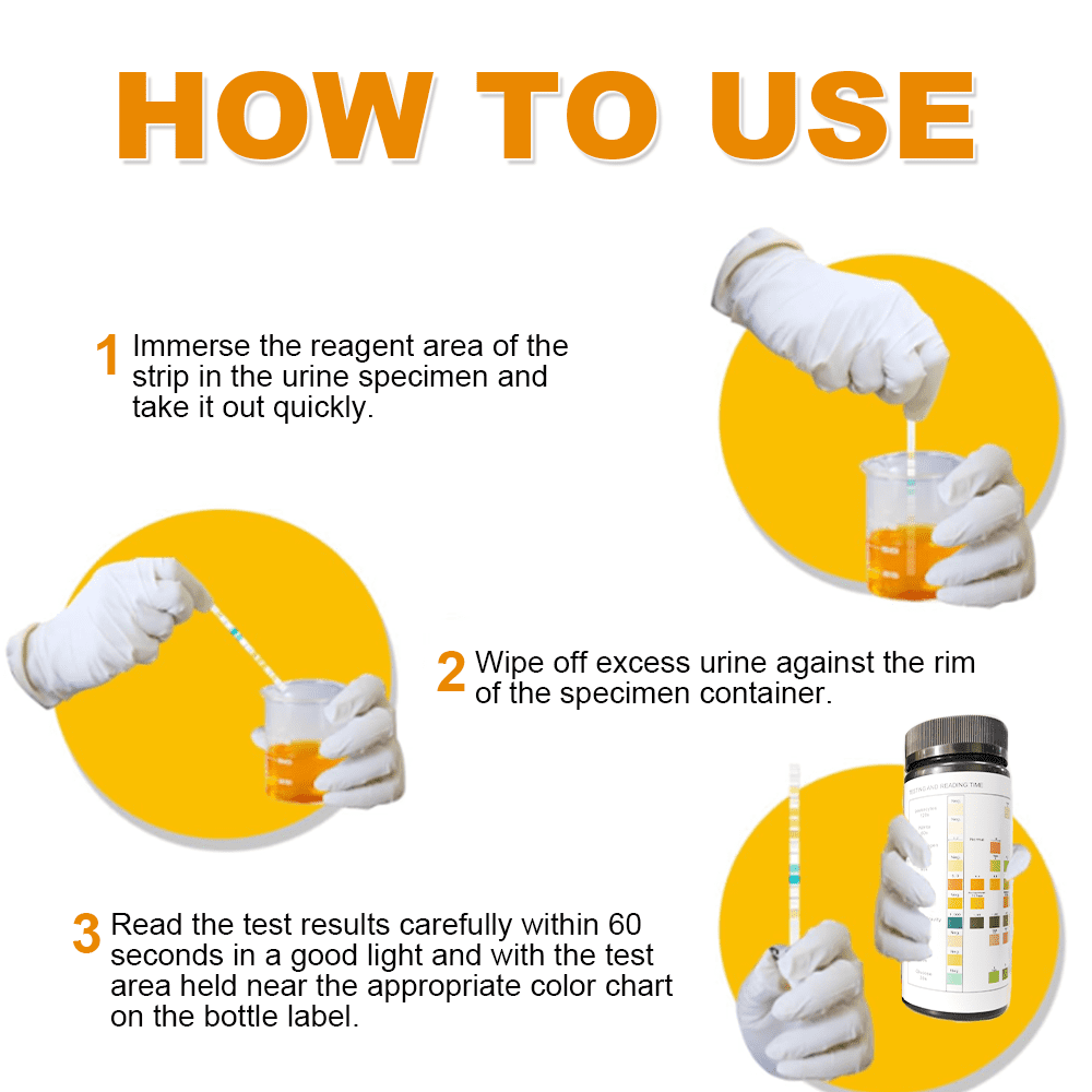 10-in-1 Urine Test Strips 10 Parameters for Urinalysis - Rapid Tests for Ketosis, pH, Protein, UTI, Kidney and Liver Function-100 Count
